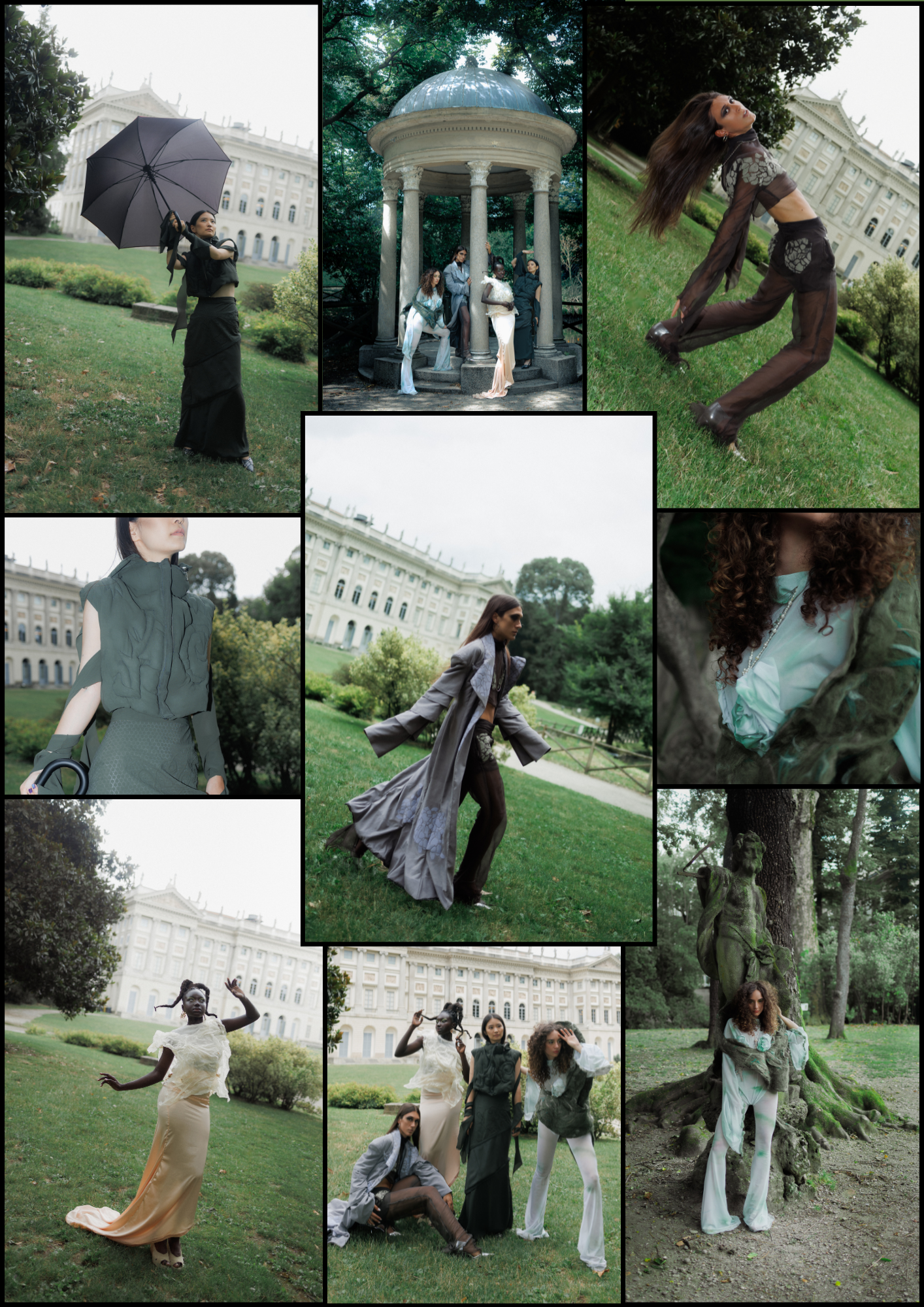 Green sculptural knitwear from Goccia d’Anima by Jadis, designed by Manuela Geri in Milan, Italy, exploring avant-garde fashion, nature-inspired design, and personal transformation.